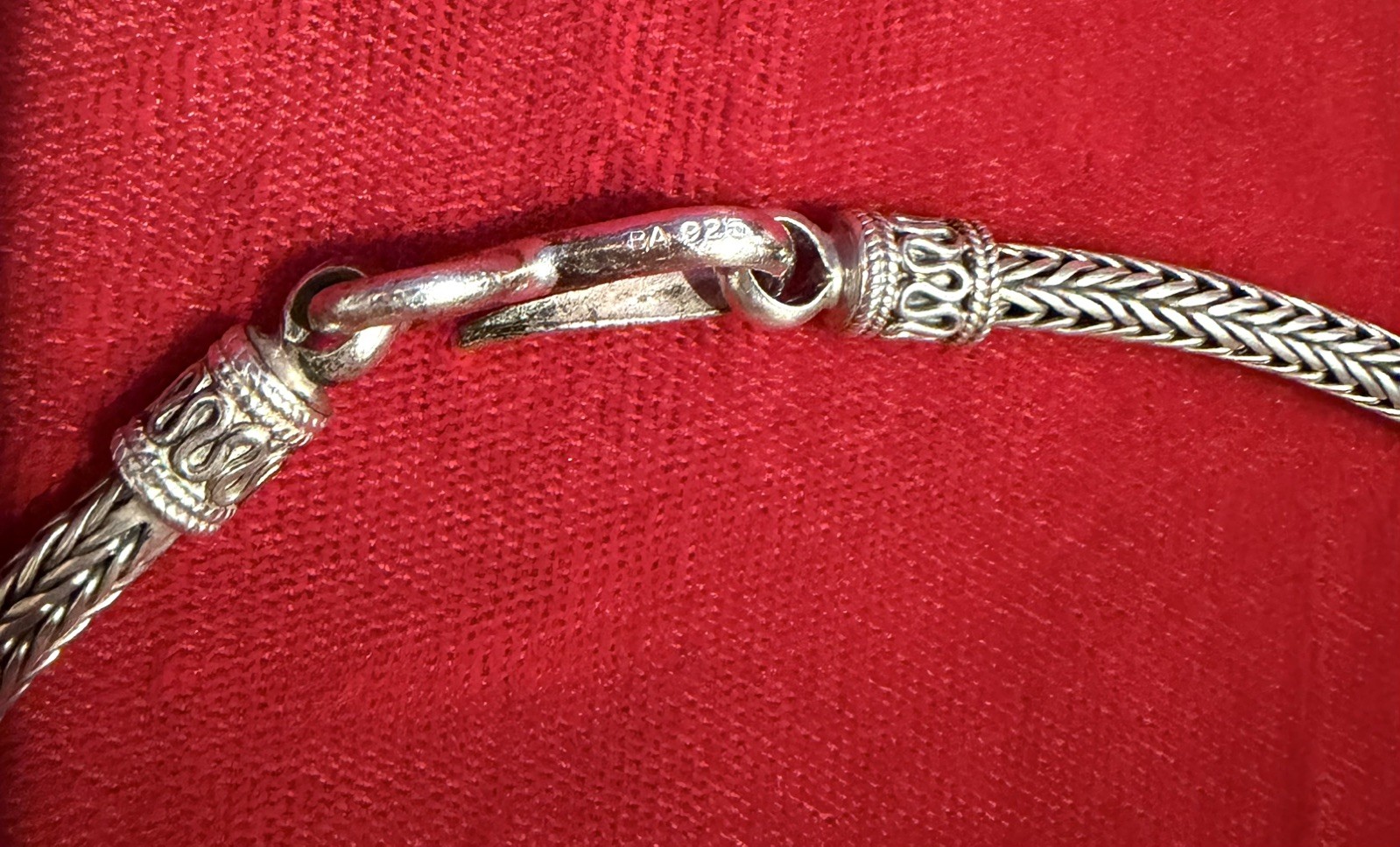 Vtg 925 Sterling Silver Balinese Foxtail Wheat Woven Cable Link Necklace 18″ 37g