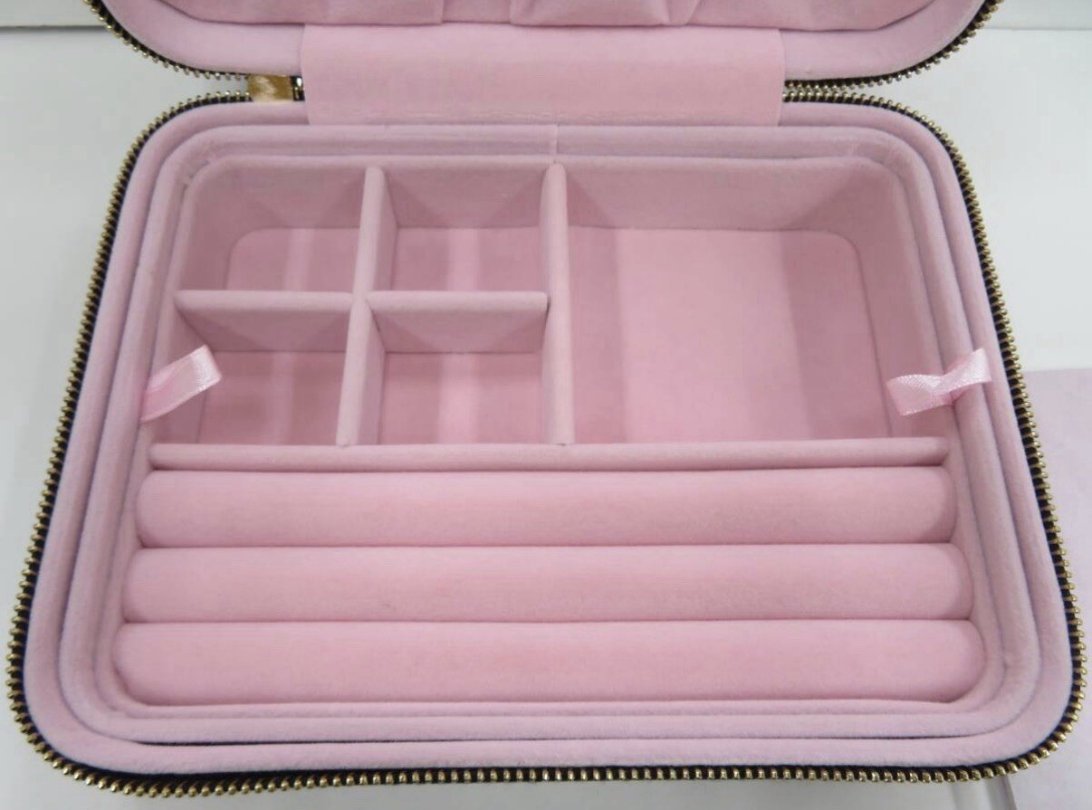 PANDORA Jewelry Box Organizer Storage Black Pink Design with Mirror JAPAN NEW