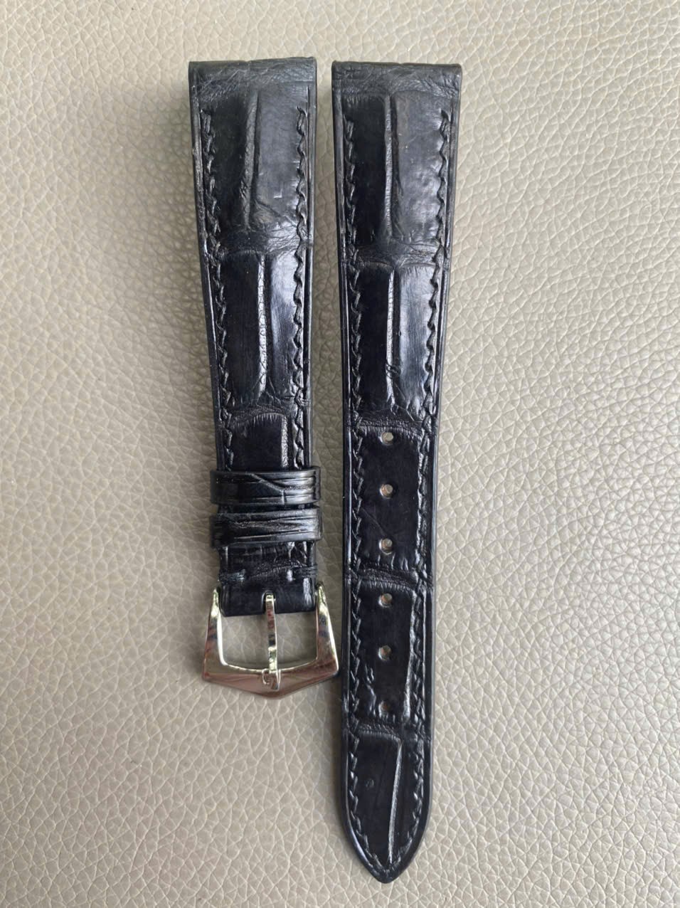 Custom Open Ended black Genuine Leather Watch Strap size12 13 14 15 16 17 18..26