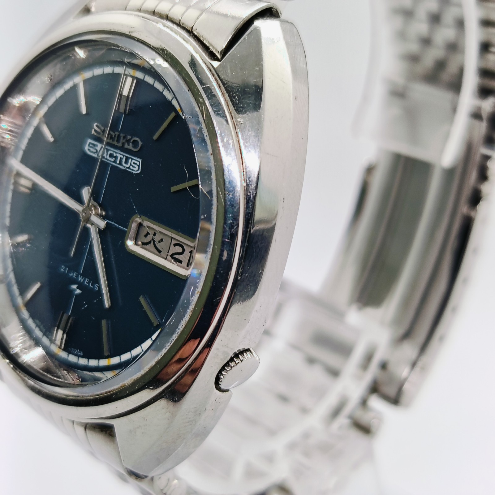 Vintage SEIKO 5 ACTUS 7019-7070 Automatic 21J Blue Dial Day Date Men’s Watch