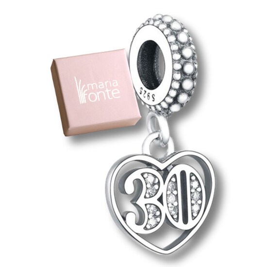 MariaFonte Bead Charm for 30 Years 925 Sterling Silver Compatible
