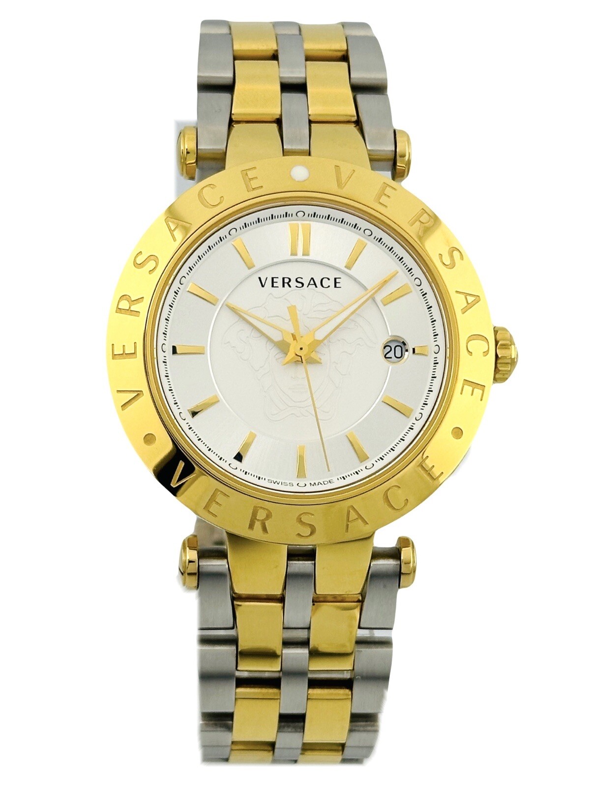 Versace VQP080015 V-Race 42mm Two-Tone Bicolour IP 2N + Silver Bracelet Watch