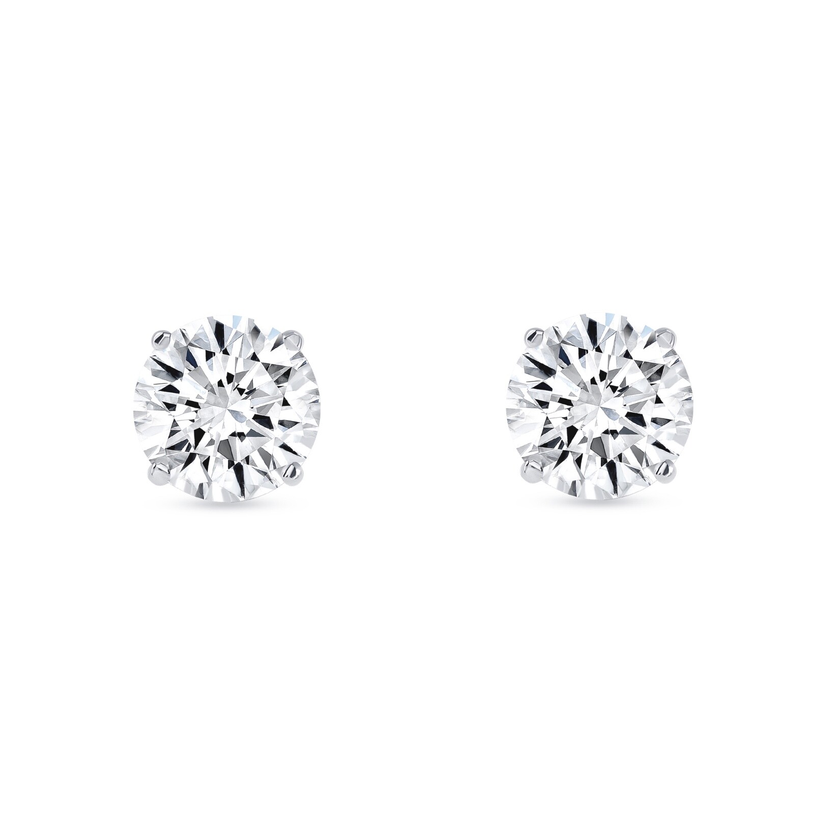 4 Ct Round Real 18K White Gold Simulated Diamond Earrings Studs Basket ScrewBack