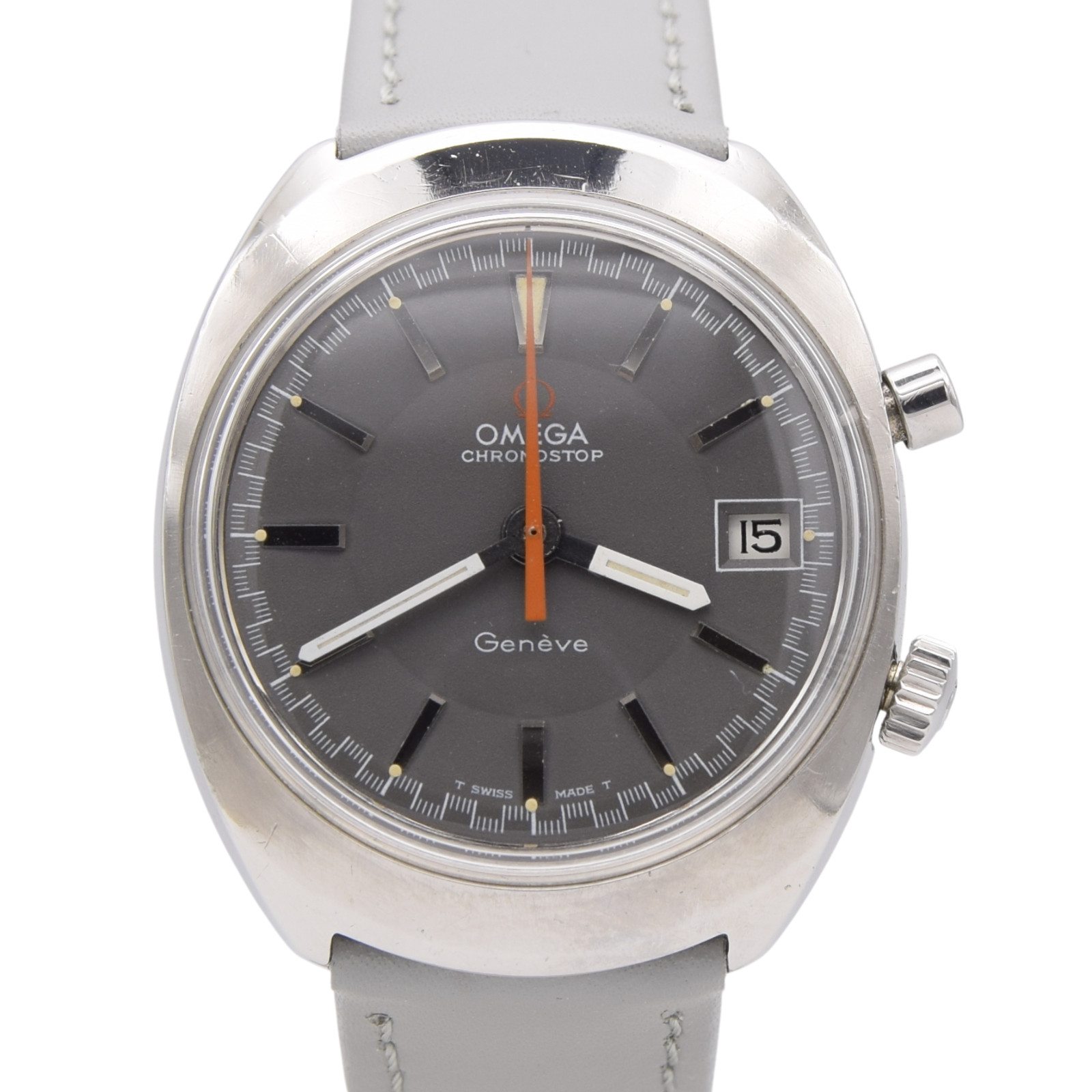 1969 Omega Chronostop Genéve Date Model 146.009 Grey Sloped Dial in Stainless