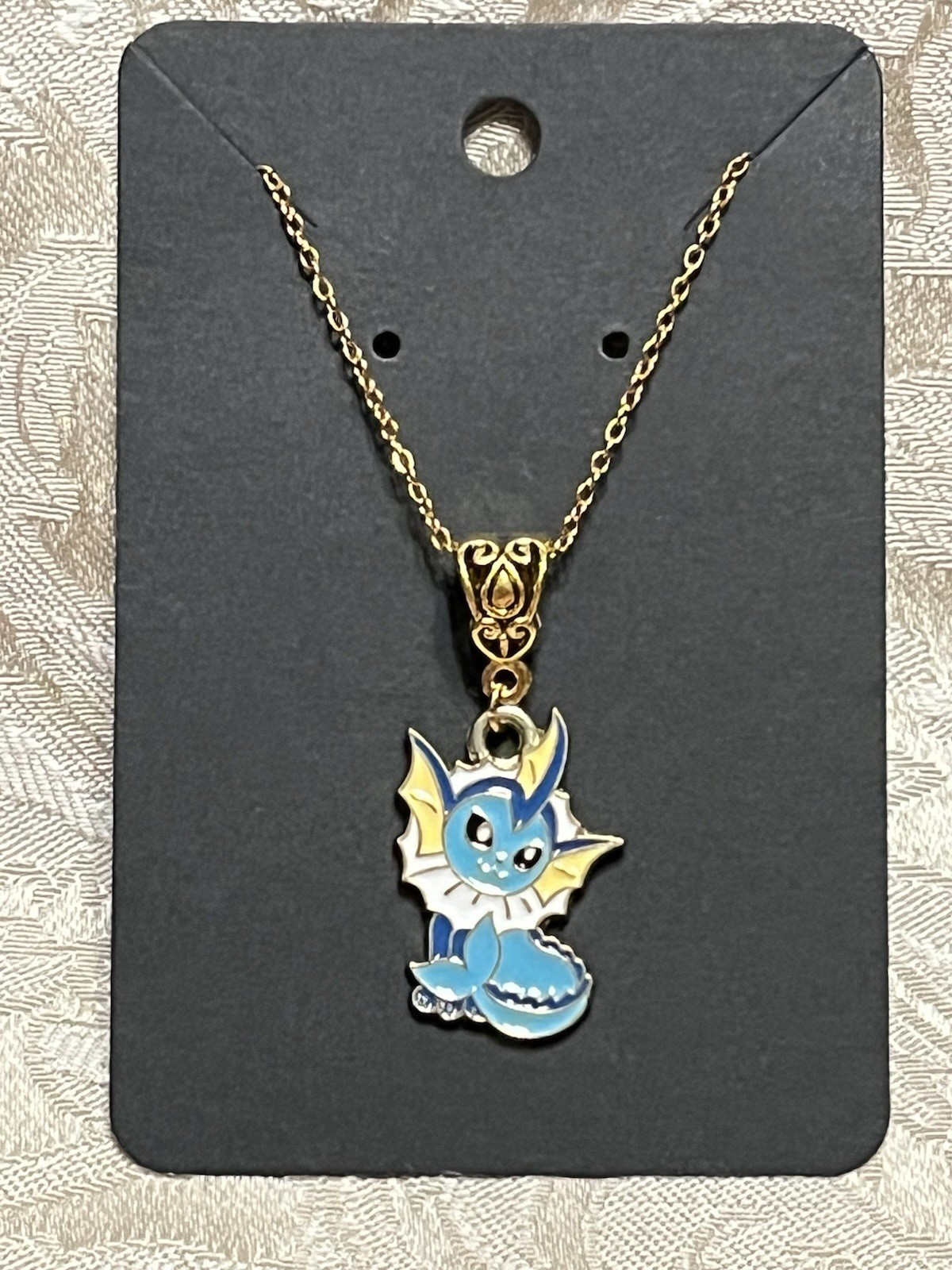 Japanese Anime Pokemon Vaporeon Video Game Enamel Drop Dangle Adorable Necklace