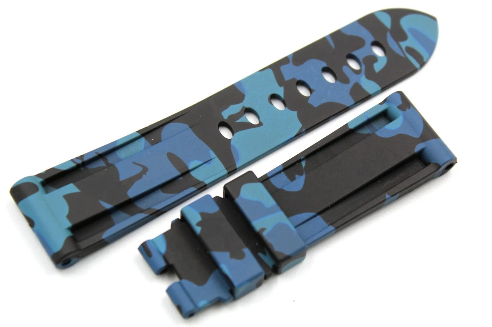 Blue Camouflage Silicone Strap Various Sizes Waterproof Soft New