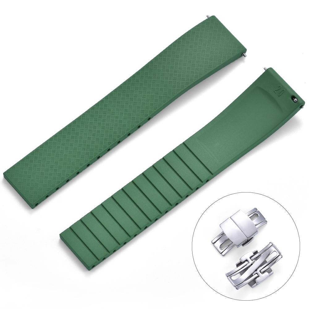 CTS FKM Rubber Watch Strap 18mm 19mm 20mm 22mm Cut To Size Butterfly Buckle
