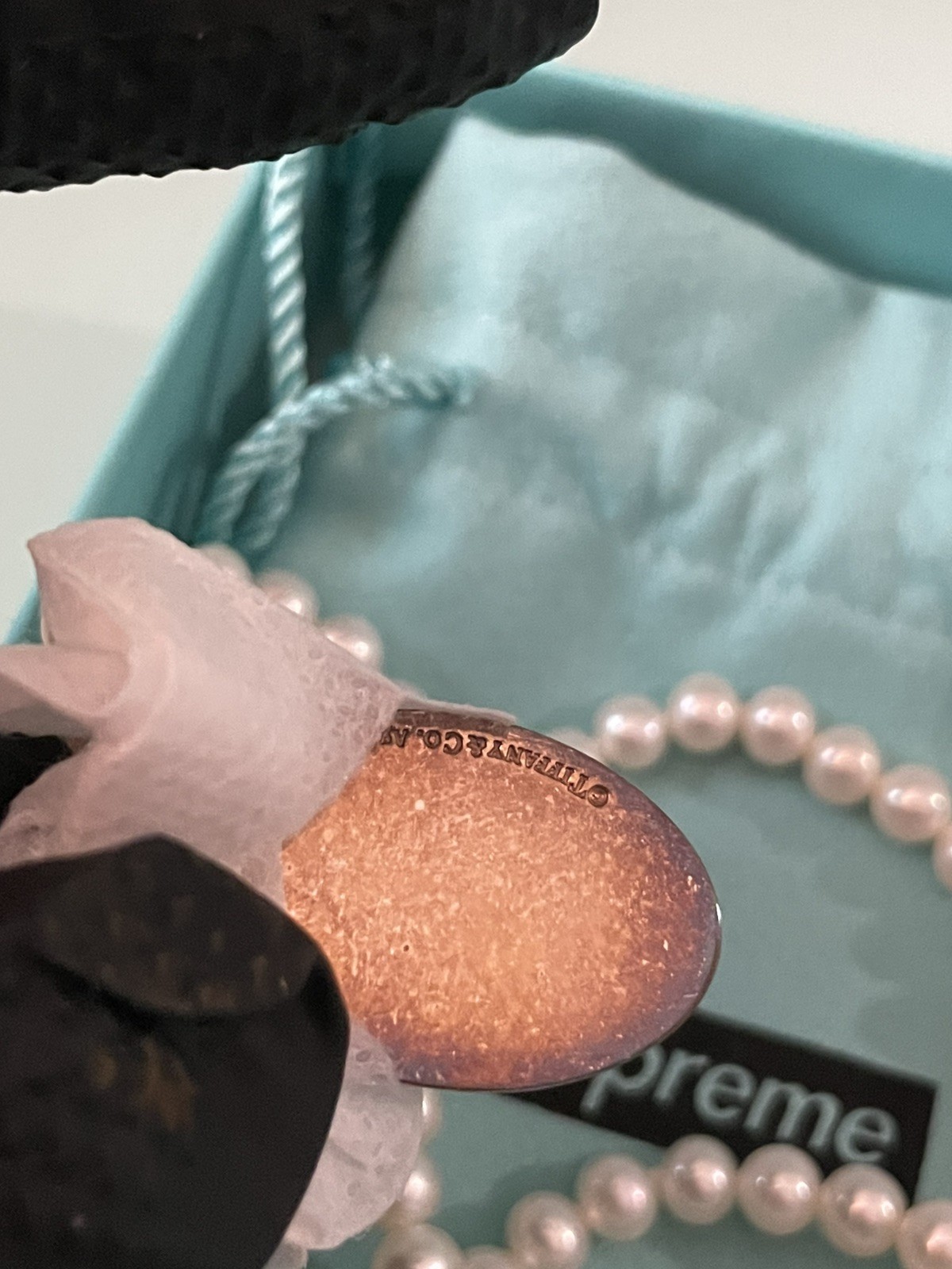 SUPREME TIFFANY & CO. OVAL TAG PEARL 925 STERLING SILVER 51 CM LENGTH NECKLACE