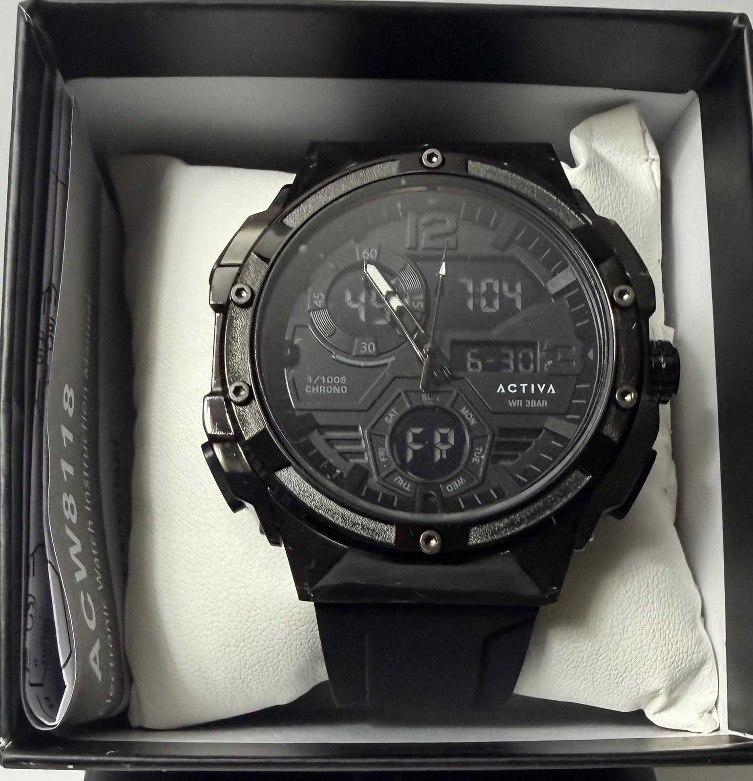 Activa ACW8118-003 Active Collection Black Ana-Digi Sport Watch blue backlight