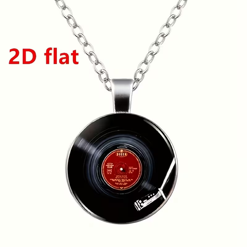 Vinyl Record Round Necklace Jewelry Music Player Pendant