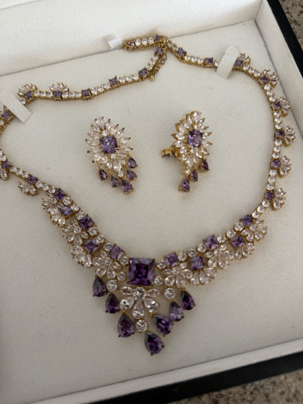 Daniel Steiger NEW Gold Plated Stormy Haze Collection Necklace &Earrings $578.