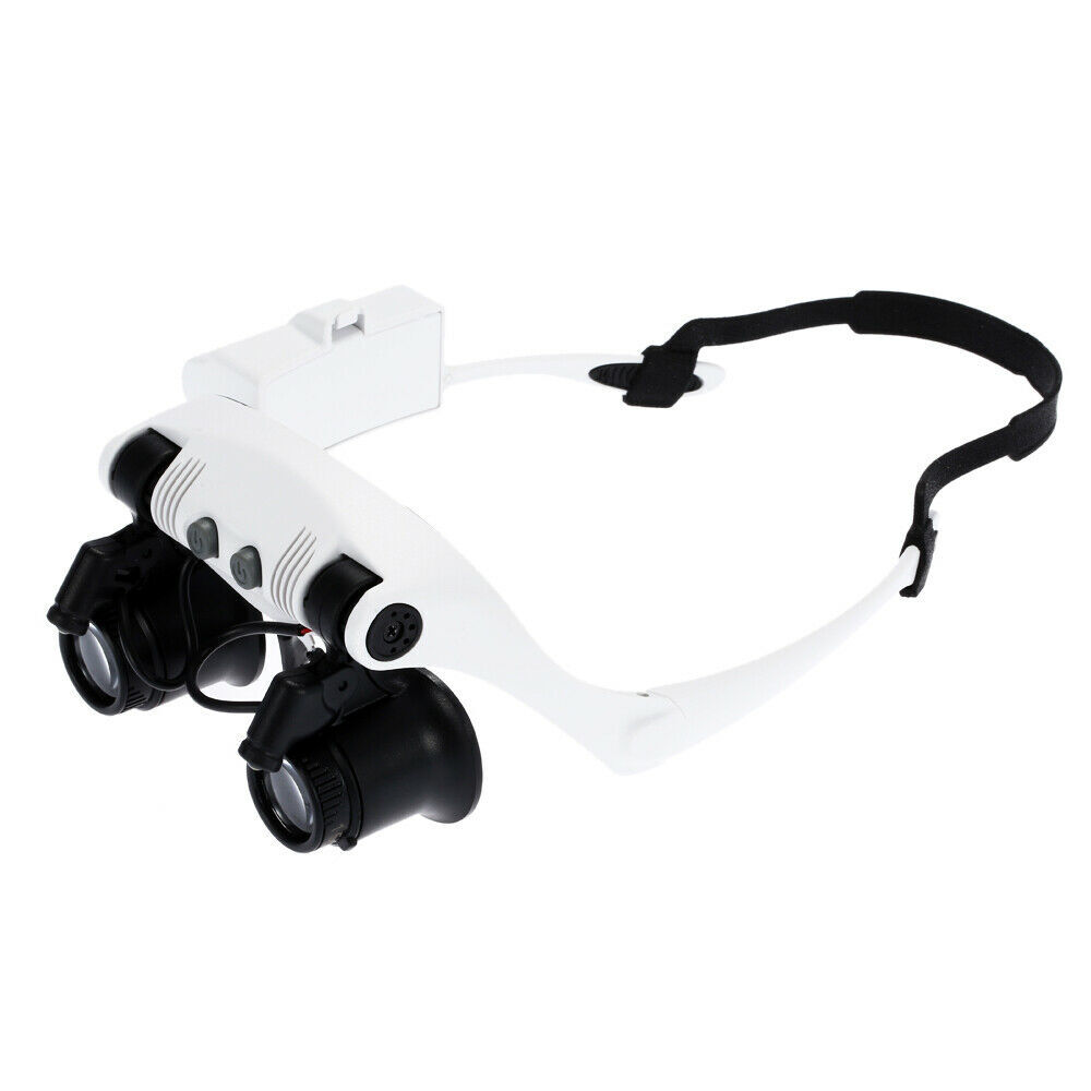 LED Headband Magnifier Headset Glass Loupe Head Lamp Light Jeweler Magnifying US