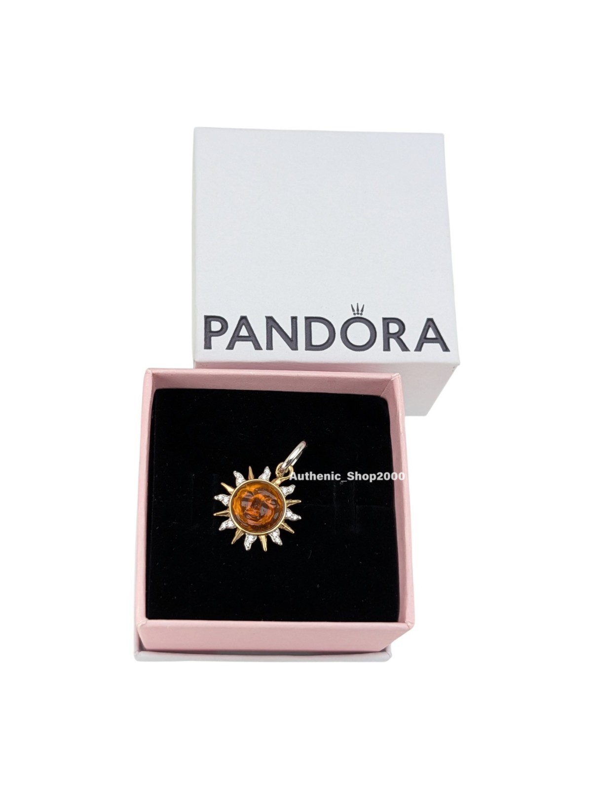 New 100% Authentic PANDORA 14k Gold P 925 Murano Swirling Sun Charm 764703C01