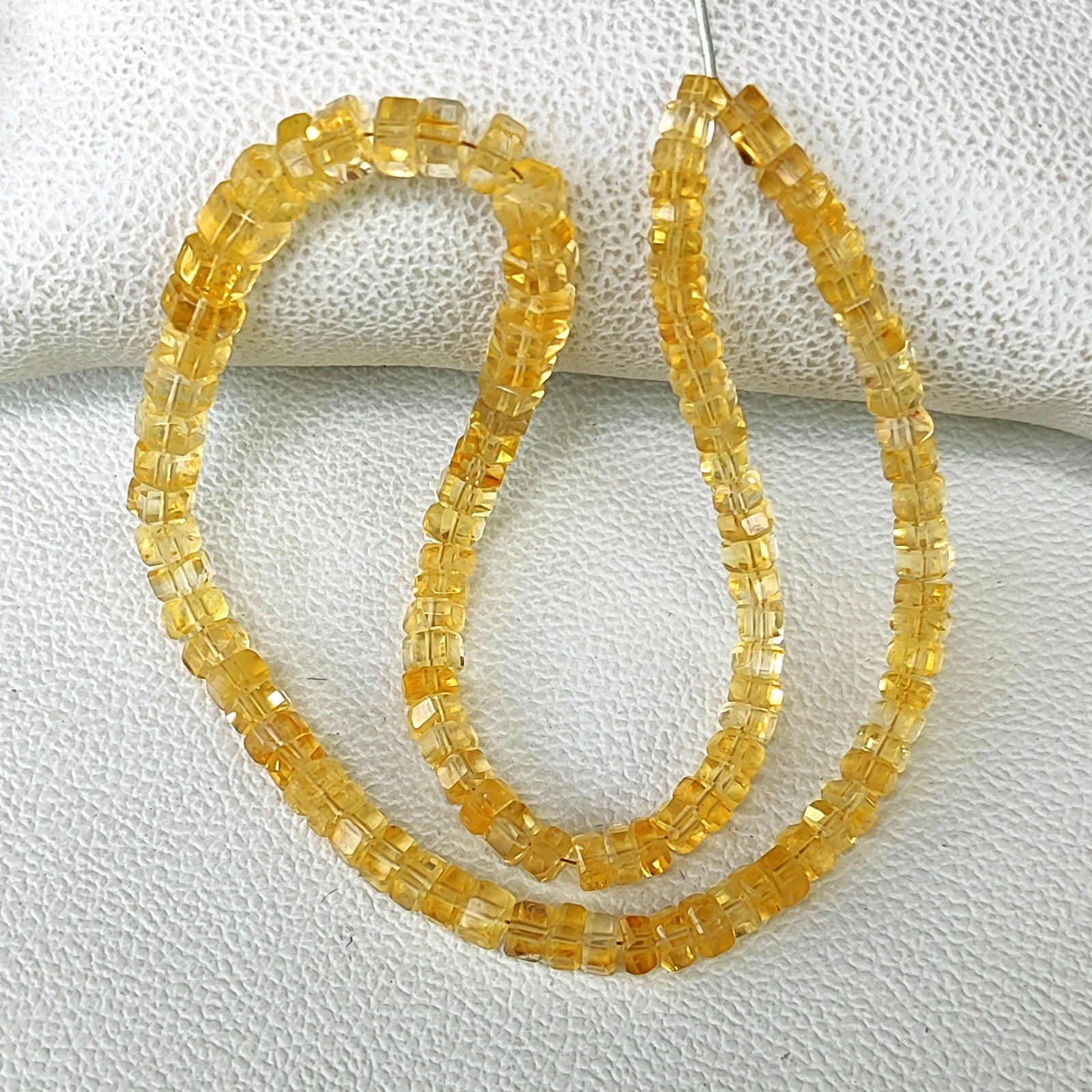 Real Golden Citrine Brazil Faceted Bolt Shape Beads 5mm-7mm 16″ Gem Strand