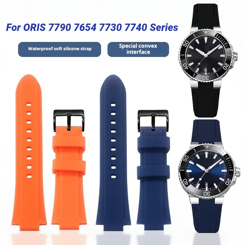 Silicone Watch Strap For Oris Aquis 7790 7654 7730 7740 Pin Buckle 24×11 24x12mm
