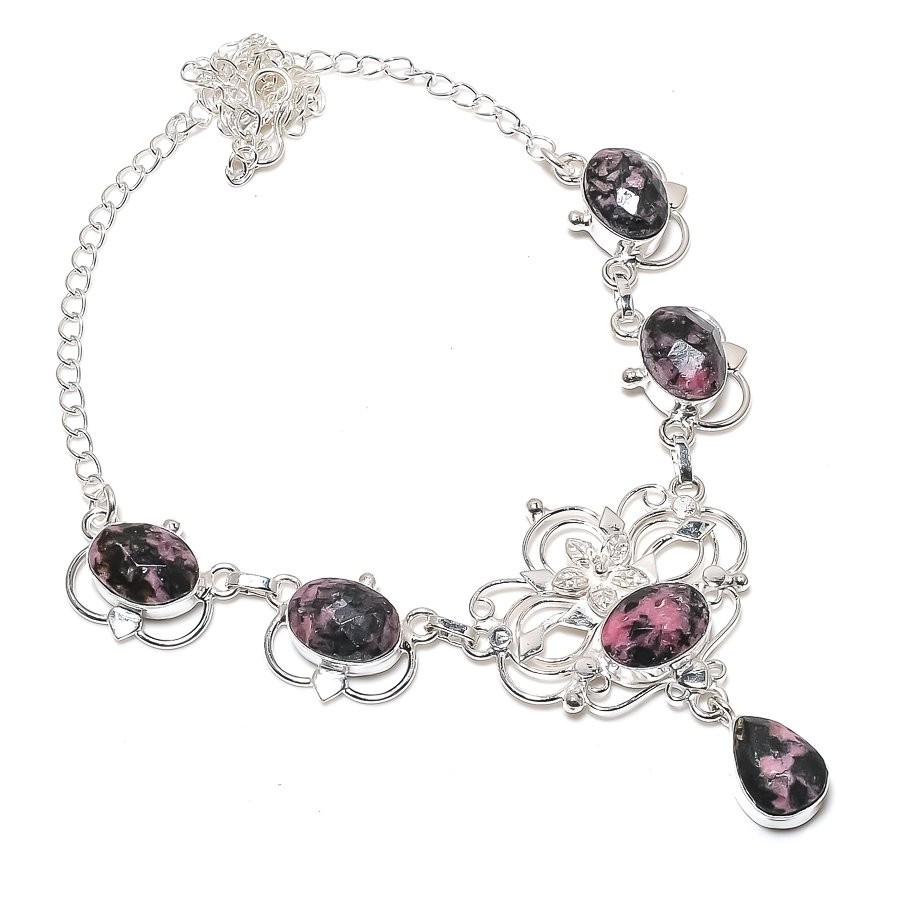 Mahogany Obsidian Gemstone 925 Sterling Silver Jewelry Necklace Size 18″