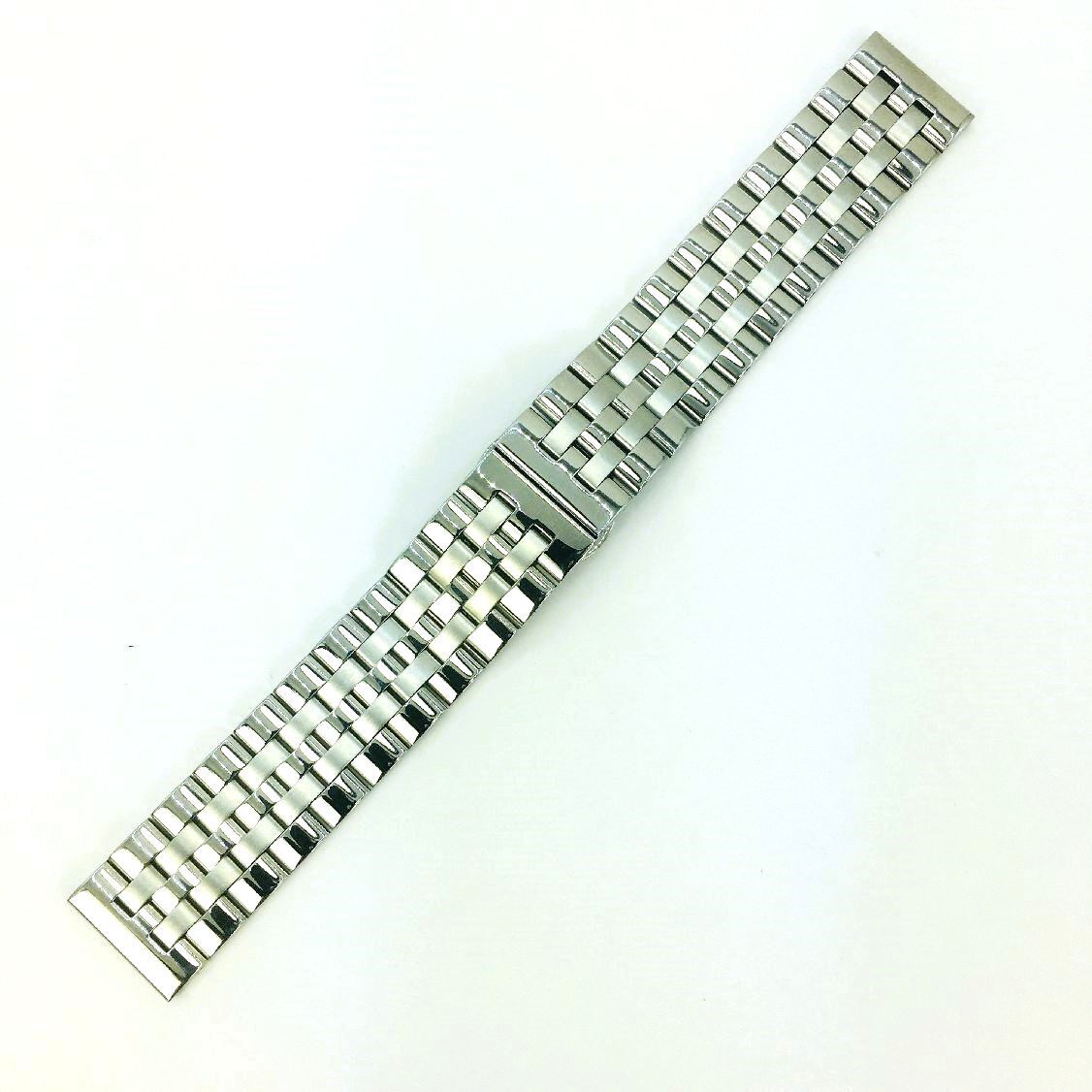Metal Steel 5 Beads Silver Tone Quick Release and Curved End Watch Band #7061