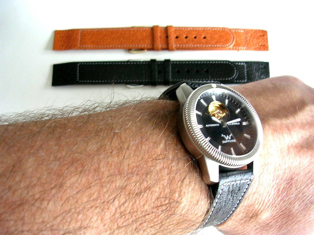 20mm XL Open End strap Genuine Pigskin band for vintage Wire Lug watch IW SUISSE