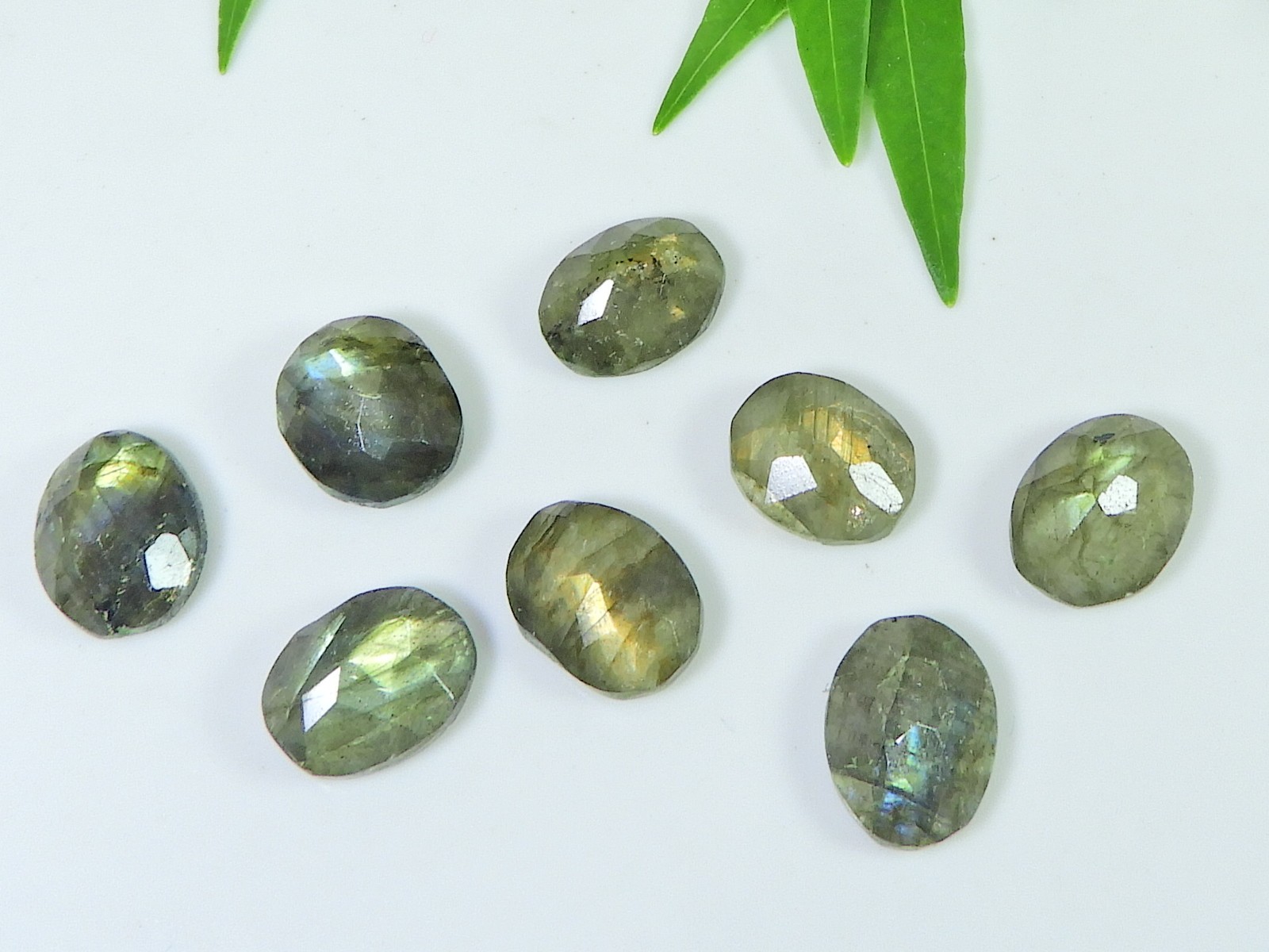 10X12MM Natural Labradorite Checker Cut Oval Cabochon Loose Gemstone 8PcsLot z32