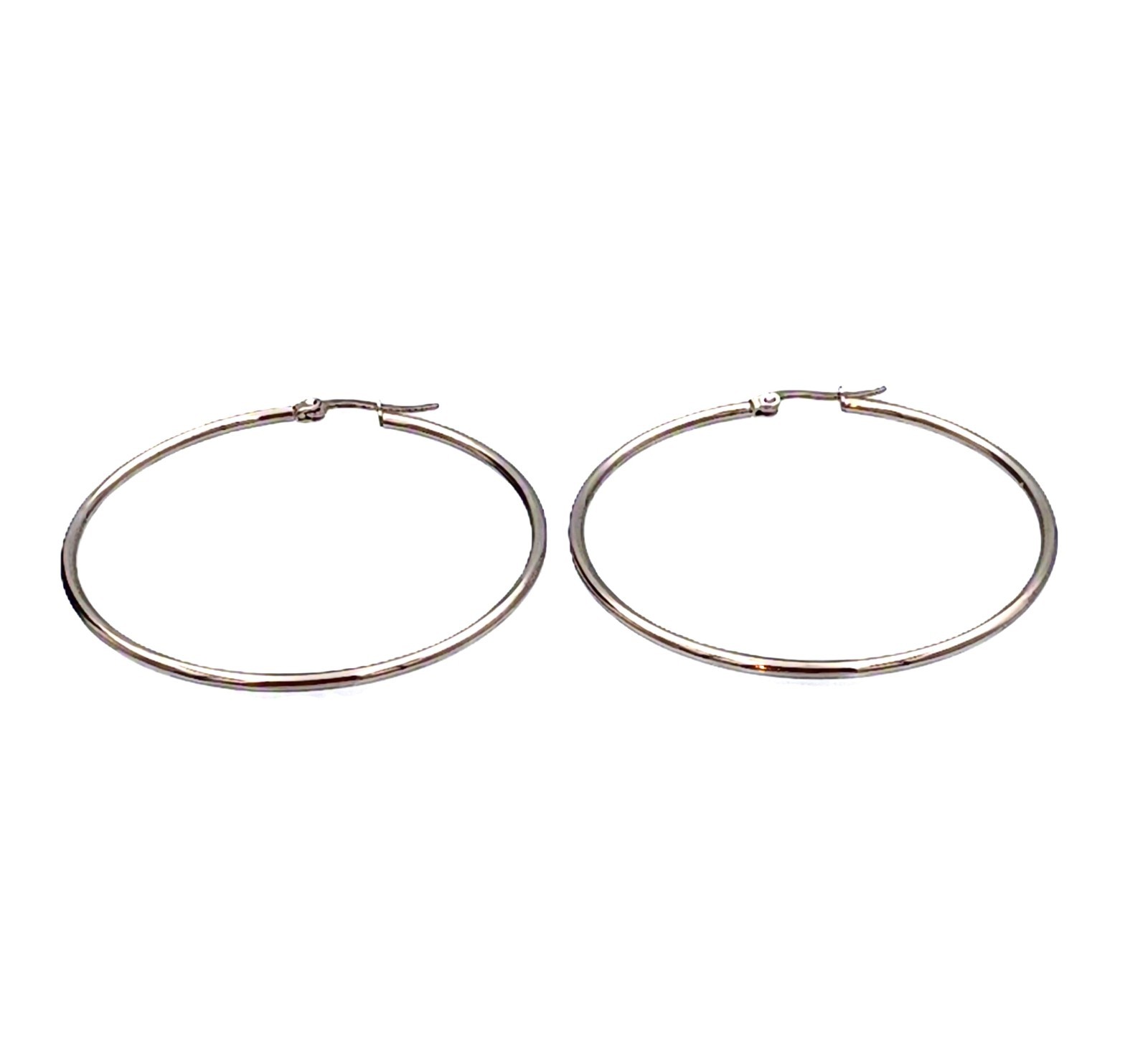 Steel Color Stainless Steel Large Hoop Earrings 50mm Minimalist Round Circle Lig