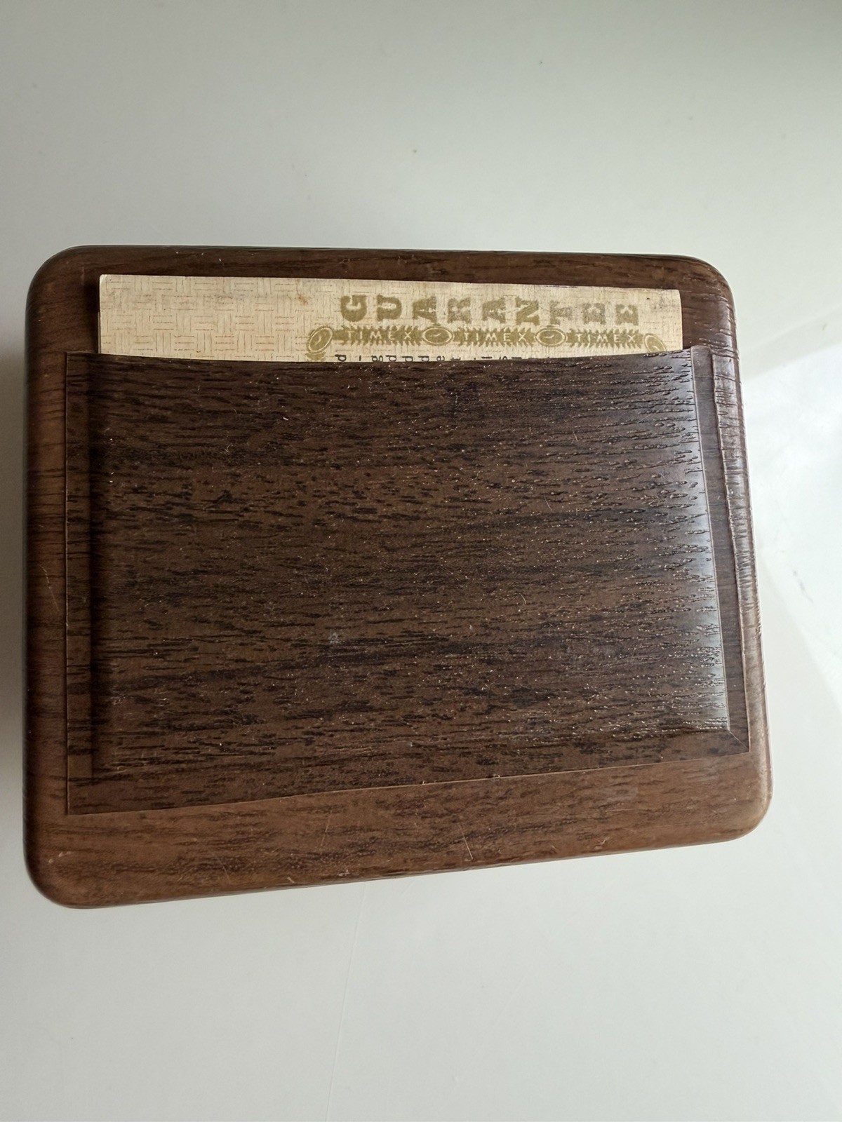 Vintage TIMEX Electric Watch Presentation Box Wood Grain Red Liner Papers Tag