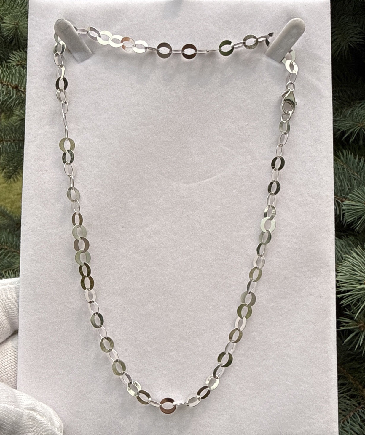 Sign Milor Bronze Italy Silver Tone Chain Necklace Oval Larger Links-16”New