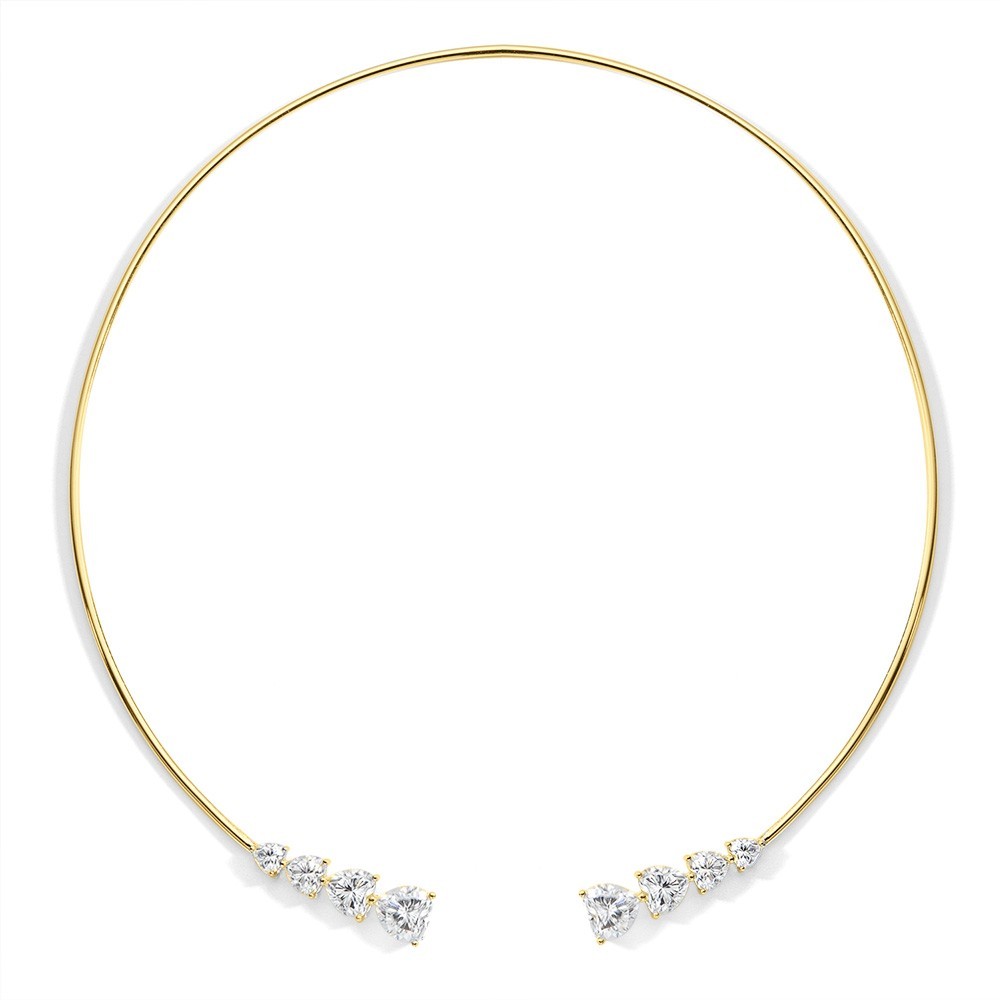13CTW Heart Cut Real Moissanite 925 Sterling Silver Necklace Open Choker Collar