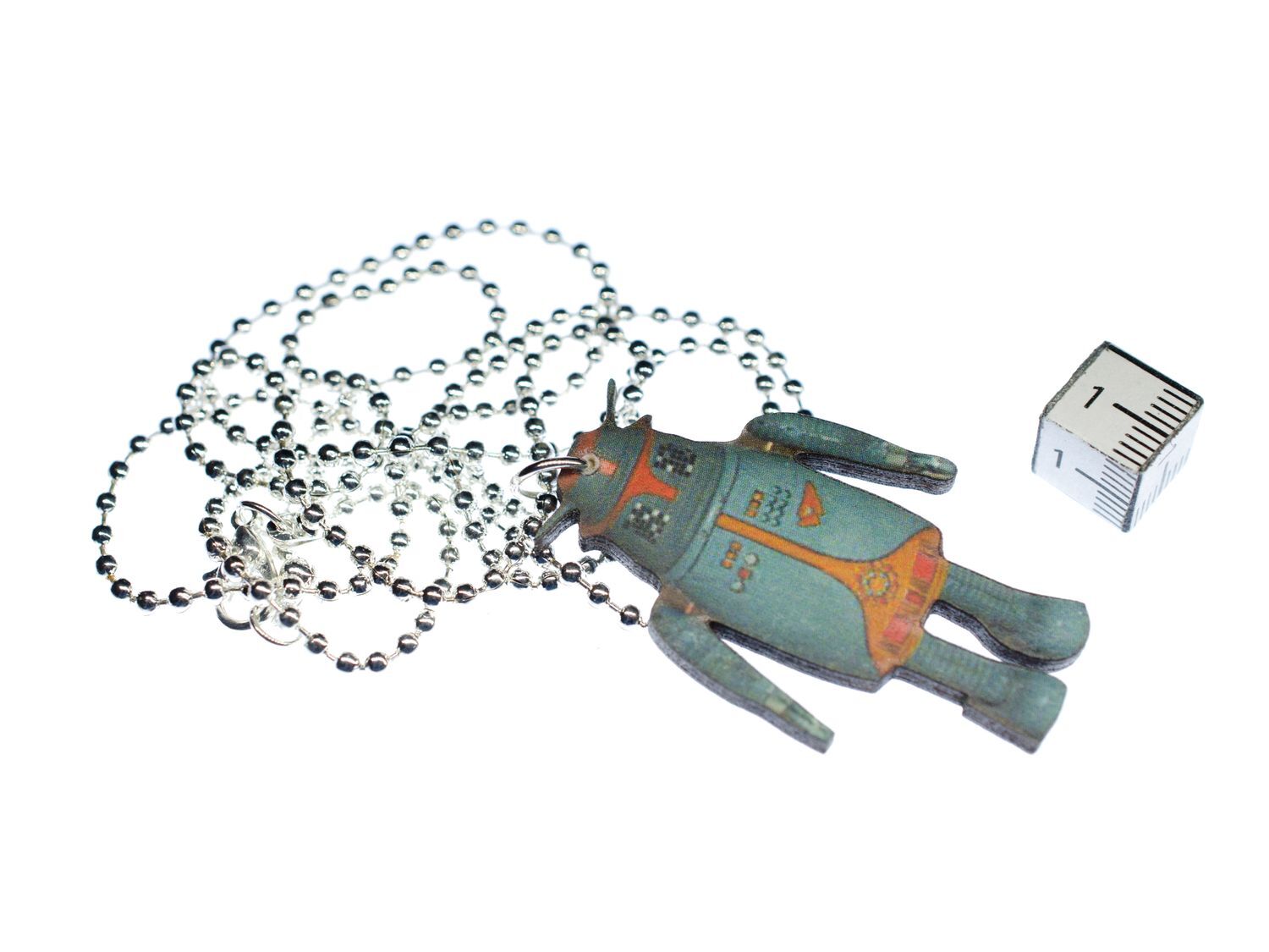 Robot Necklace Miniblings Android Laser Engraved 80Cm Antennas Turquoise