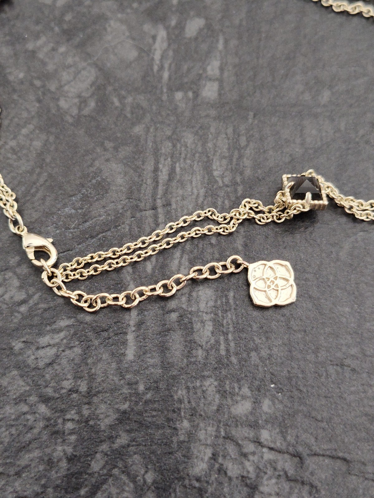 Vintage Kendra Scott Jocelyn Black & Gold Long Double Strand Station Necklace