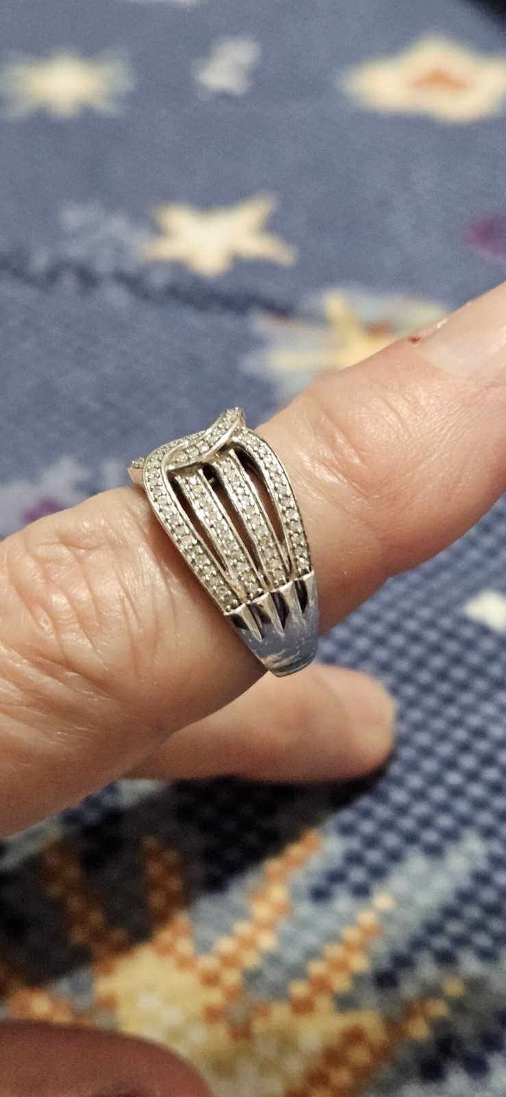 Beautiful!! 0.40ctw White Diamond Cocktail Ring Rhodium Plated Sterling Size 8