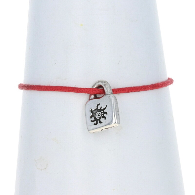Uno de 50 Red Cord Lock Bracelet – Silver Toned Padlock Adjustable