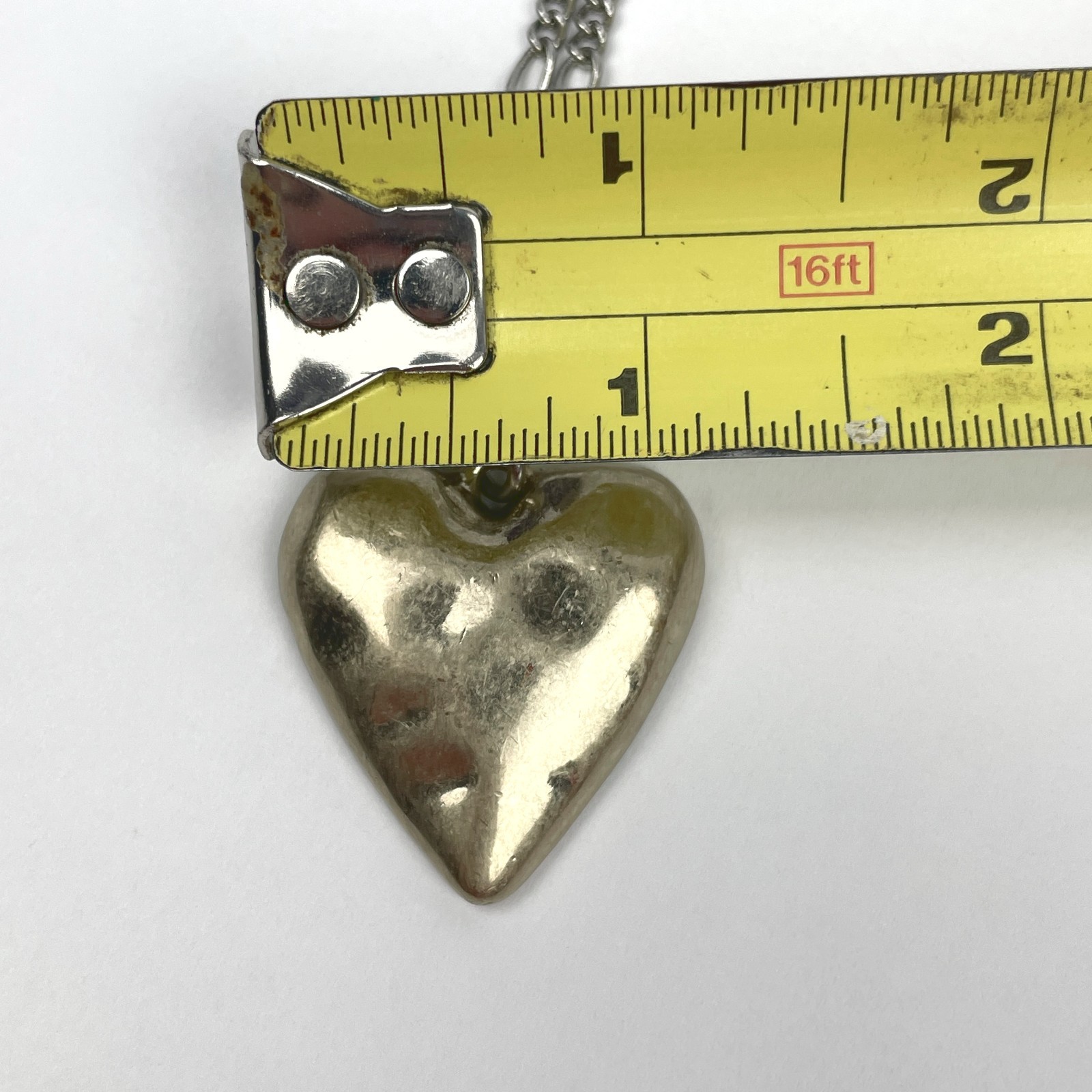 JK By Thirty-One Loving Heart Two-Tone Necklace 34″ Chain Hammered Pendant