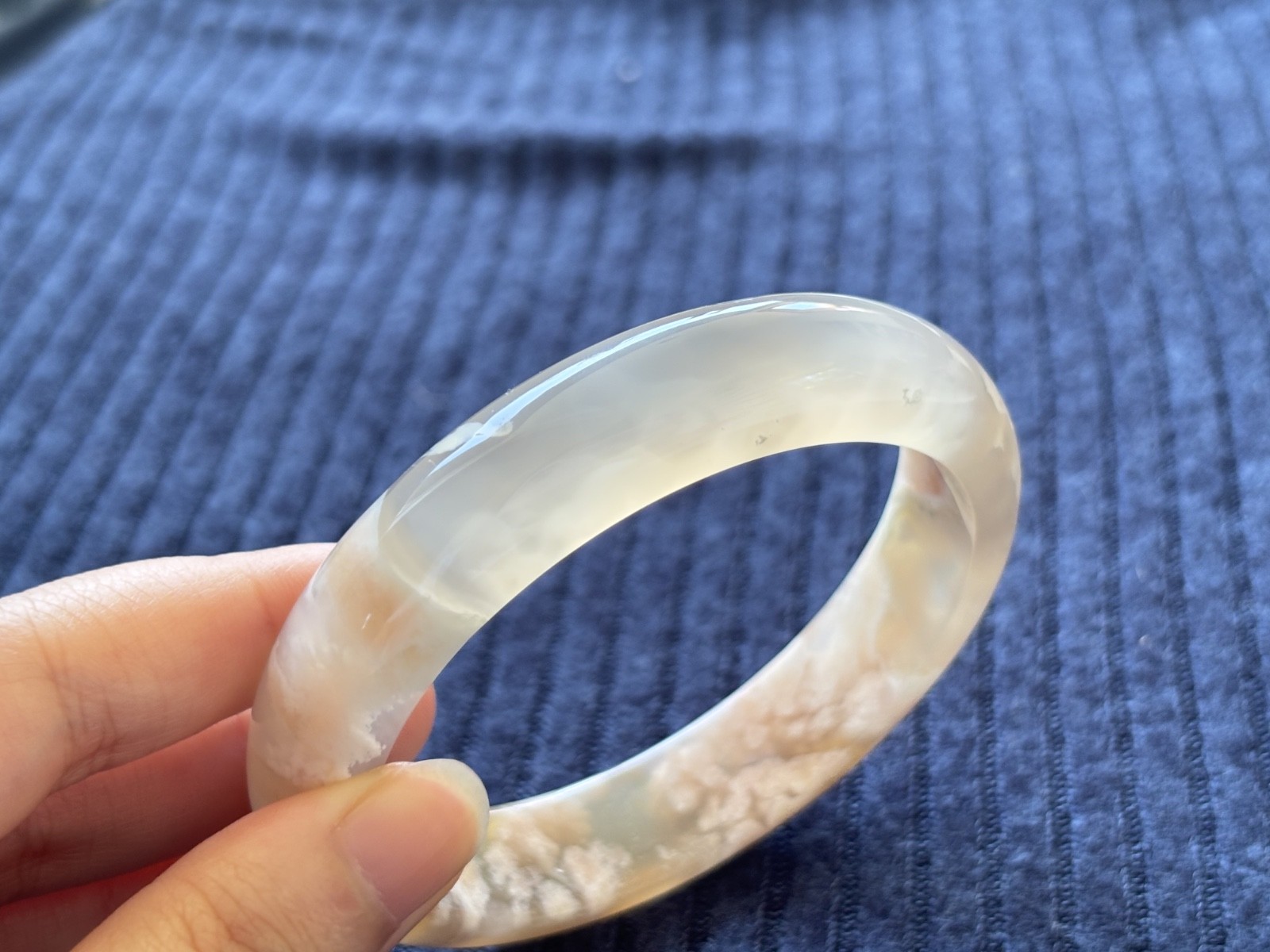 59mm Natural Cherry Blossom Agate Bangle Sakura Flower Quartz