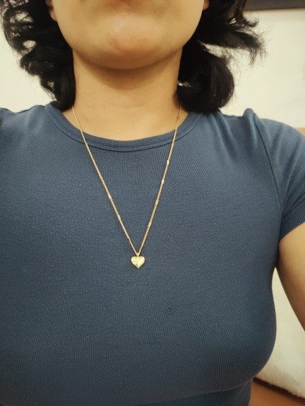 1 Gold Plated Heart Love Women Beuty Fashion Engraved Chain Necklace (Foreign Shipping)