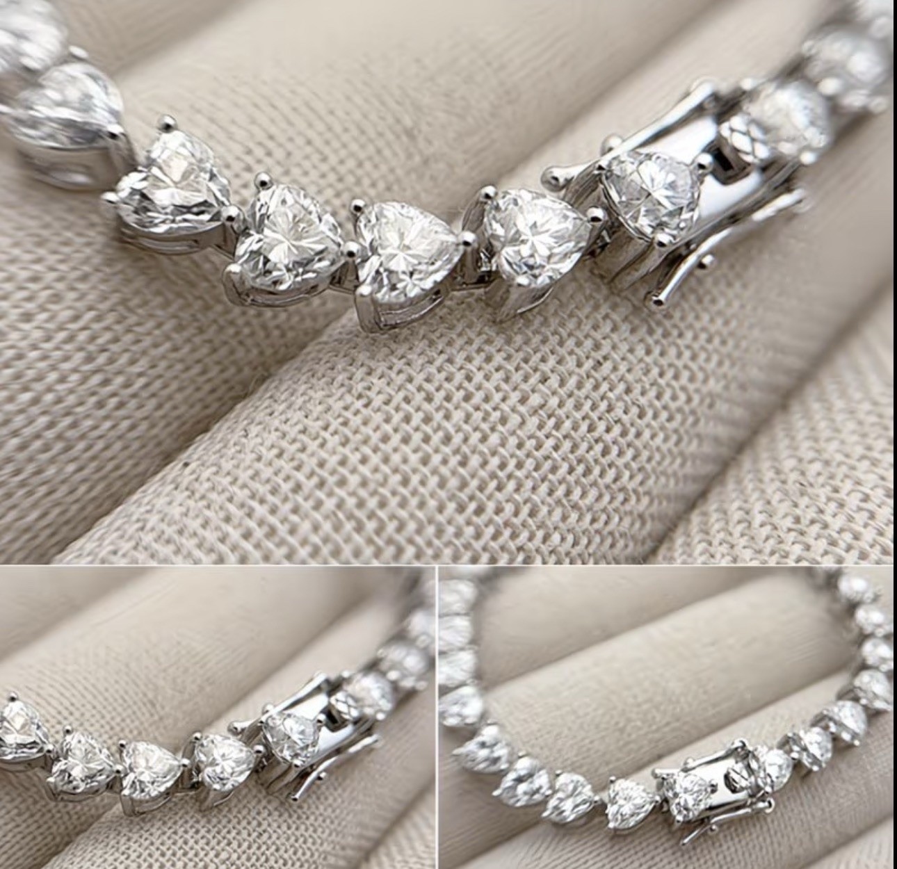 16 CTW Natural Moissanite Heart Bracelet VVS1 D Clarity