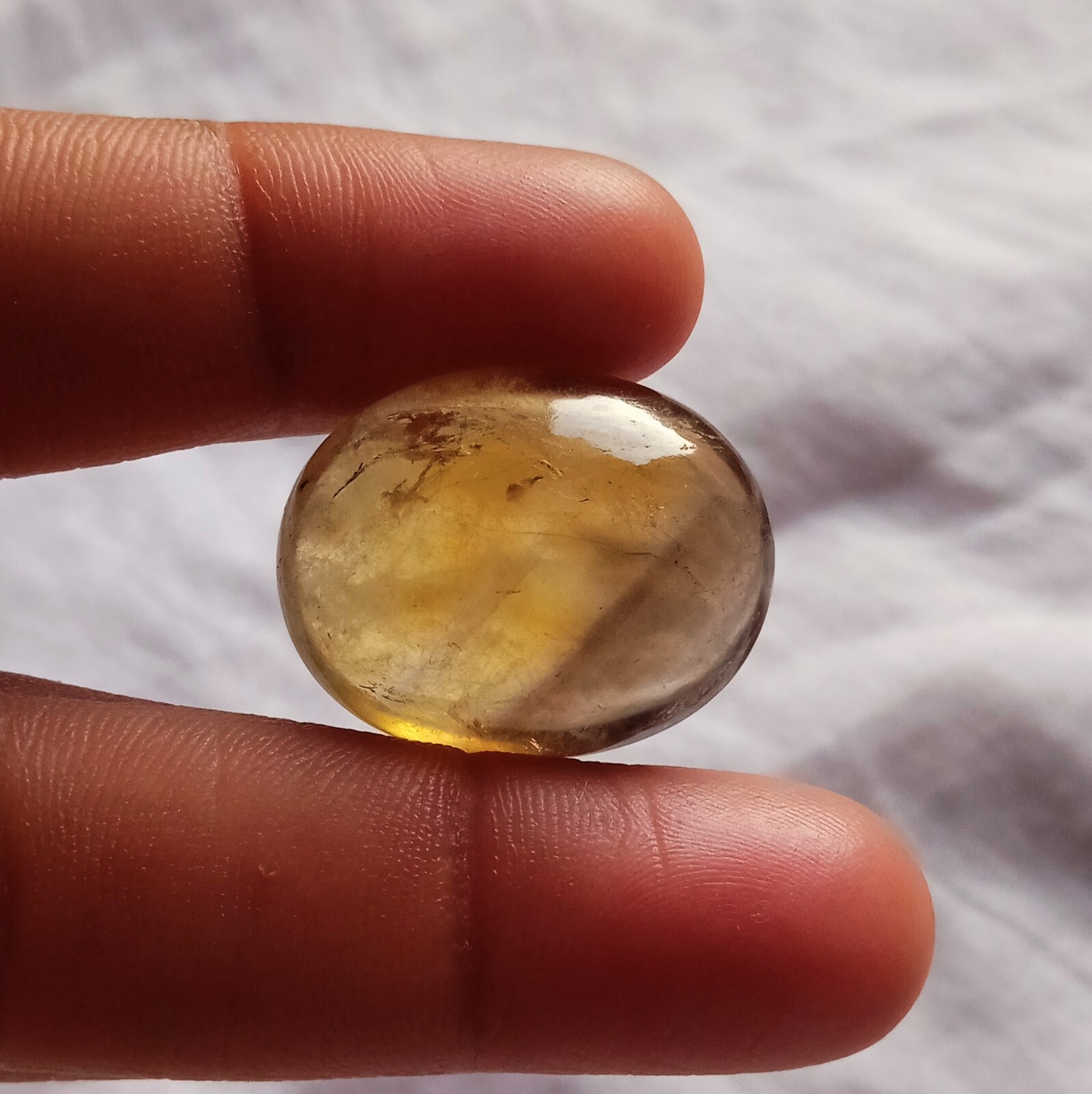 46 Carat 25.8×20.3×12.7 MM Natural Yellow Color Citrine Oval Shape Cabochon Gems