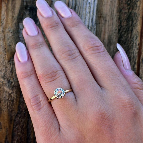 Lab Grown Round cut Diamond Wedding Ring 14K White Gold 2 Carat