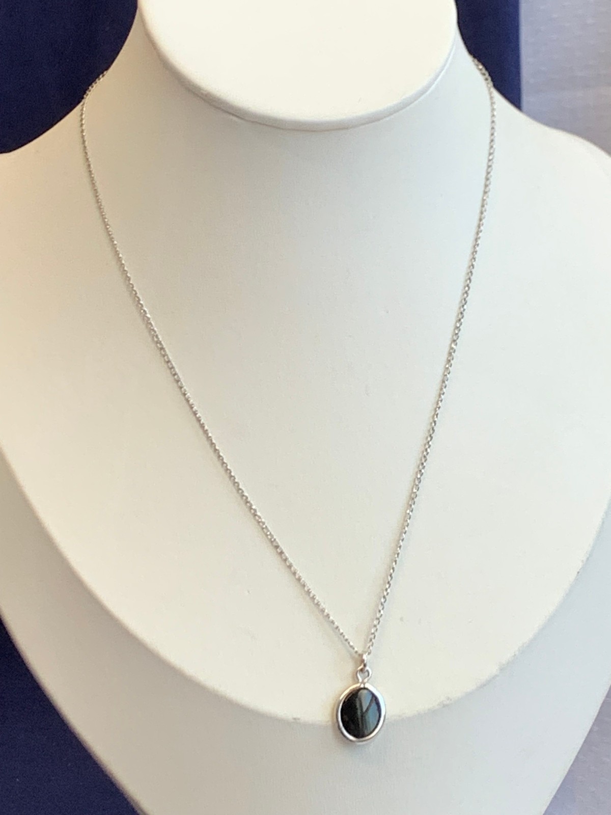 Sterling Silver Jewelry Set 4.82g Onyx Necklace & Earrings Amco Jewels *READ*