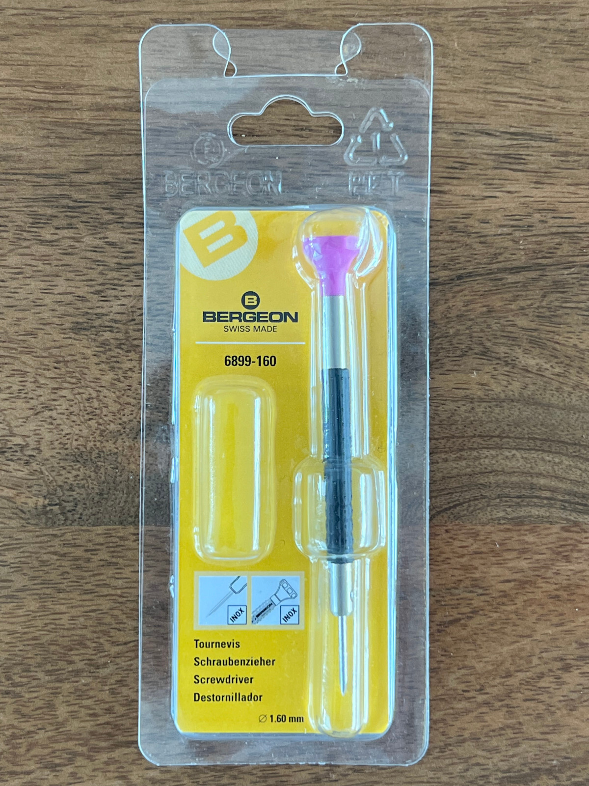 Bergeon 6899-160 Watchmaker Screwdriver, 1.60mm, Ergonomic Handle, Purple, Swiss