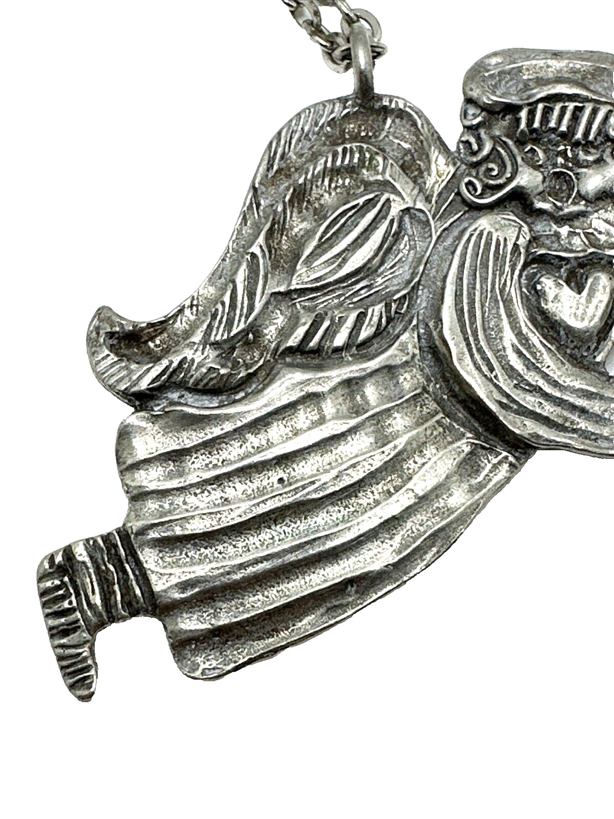 Vintage MARCIE USA Pewter Angel Pendant Necklace Artist Painting Art Palette 24″