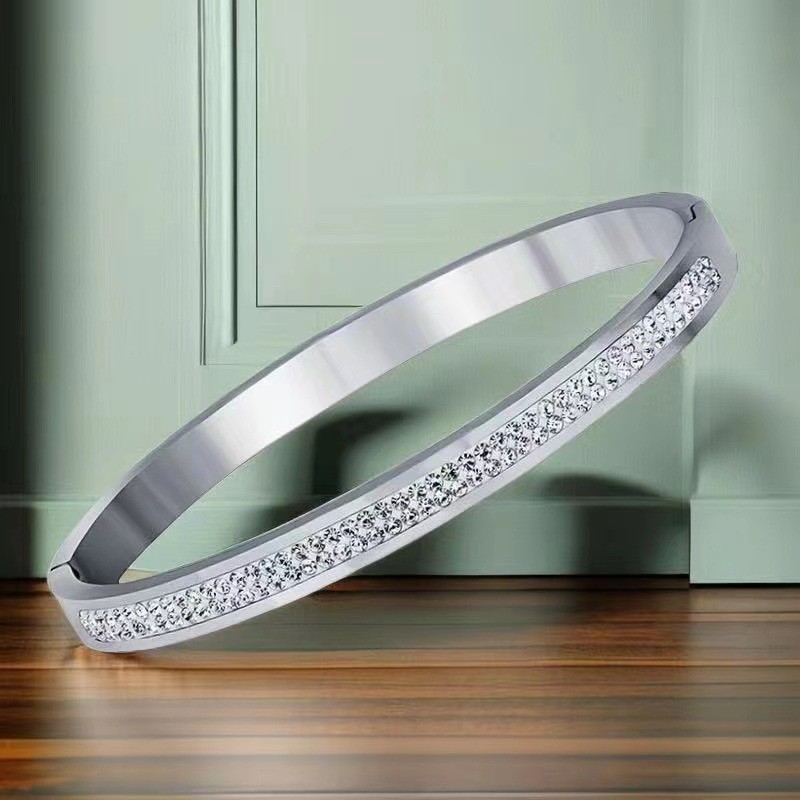 Stainless Steel Bangle Bracelet Women Rose Gold/ Silver/Zircon Diamond Variation