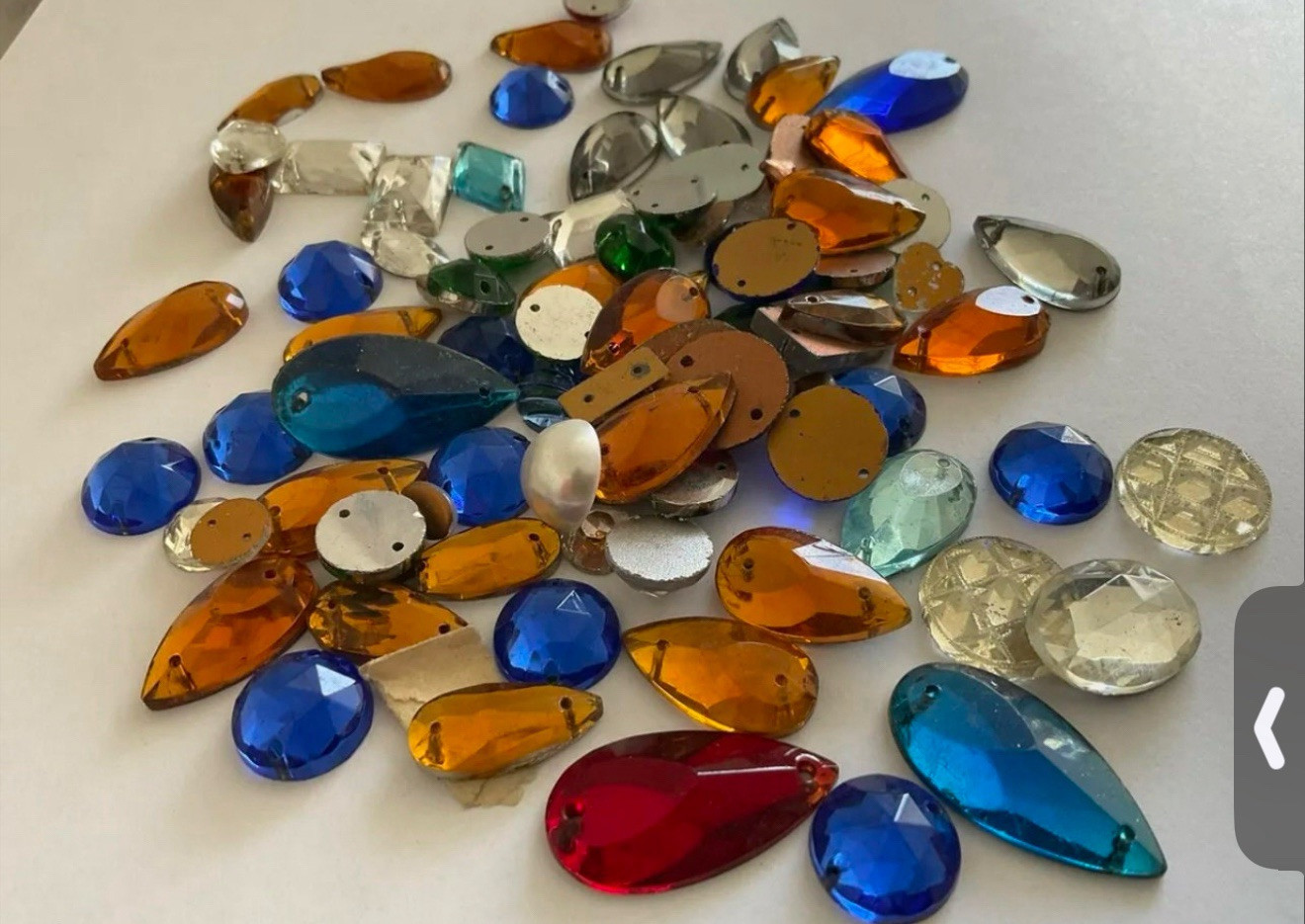 Vintage European Mixed Sew-on Flat Back Glass 1/2 lb