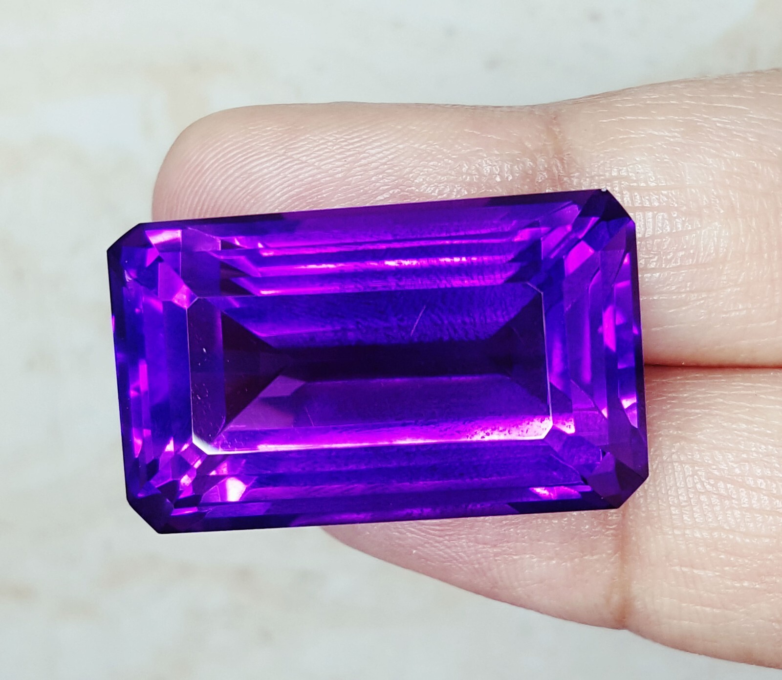 Loose Gemstone 50 Ct Natural Violet Amethyst Untreated Certified Emerald G103