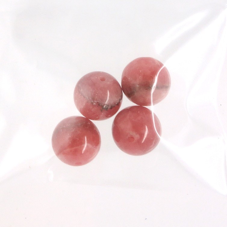 4 Natural Pink Genuine Rhodochrosite Gemstone Round Beads 9.5mm #14407A