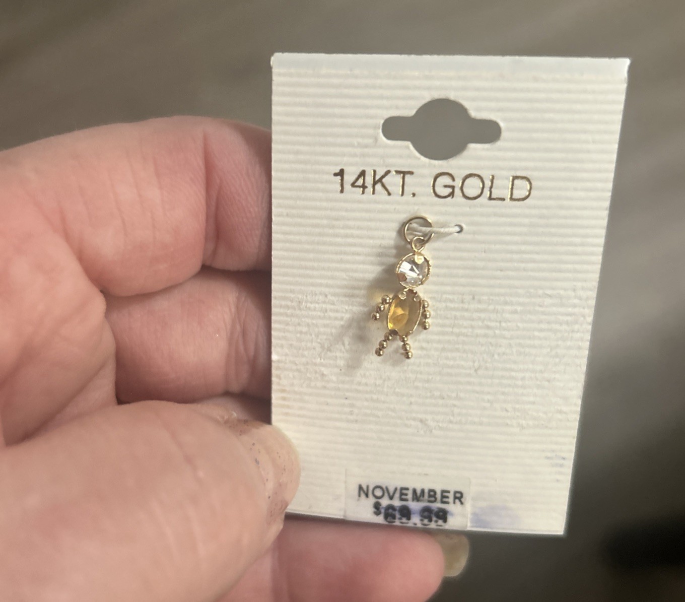 14K Yellow Gold November Child Charm NWT See Details