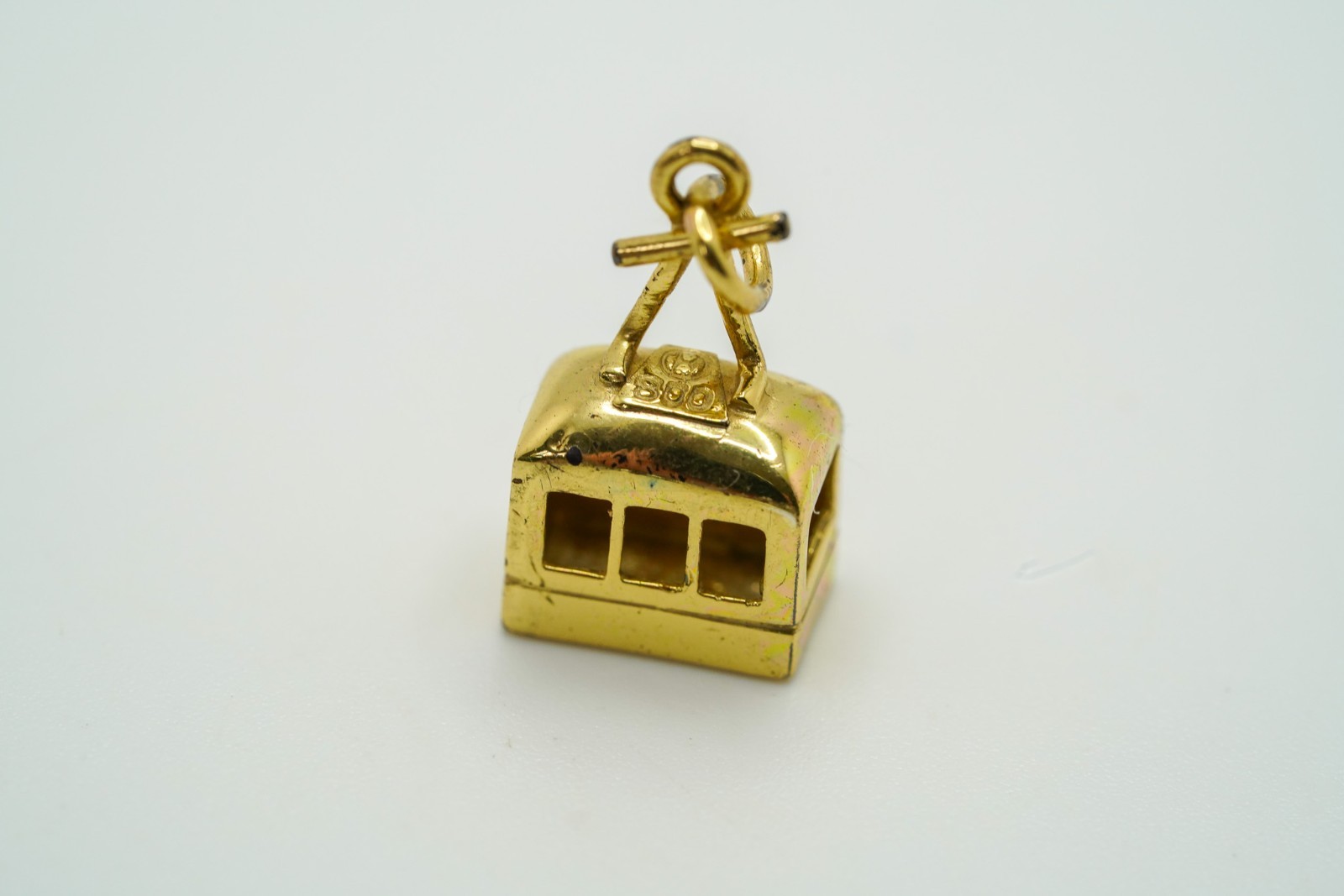 Vintage Gold Over 800 Silver Cable Car Charm 1.8cm JB51