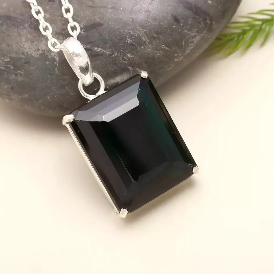 98 Ct Topaz Pendant Green Color Natural Brazilian Emerald Cut Loose Gemstone