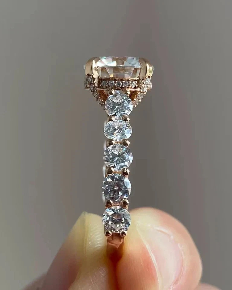 5Ct Round EF/VS1 Lab Grown Diamond Hidden Halo Wedding Ring 14k Yellow Gold IGI