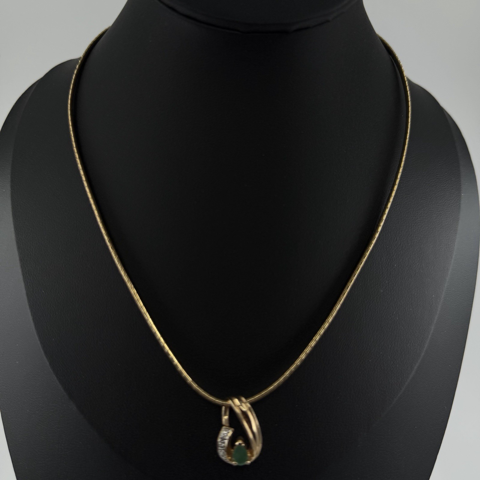 Natural Emerald Vermeil Sterling 925 Italy Necklace Pendant One Micro Diamond