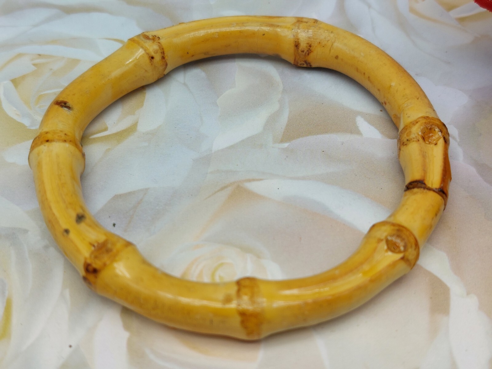 Awesome Bamboo Look Wooden Bangle Bracelet Light Brown 7.75″